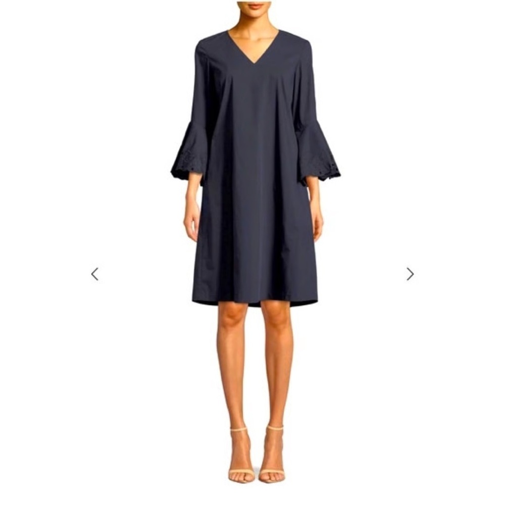 Lafayette 148 New York Holly Navy V-Neck Dress size S